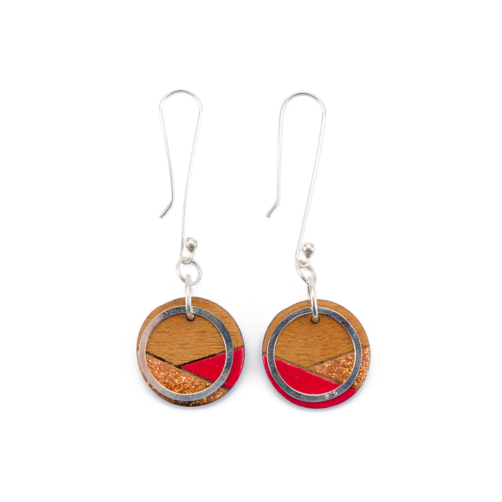 Conture Recycled Wood Silver Dangle Earrings (6 Colours)-5