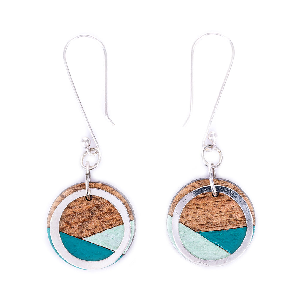 Conture Recycled Wood Silver Dangle Earrings (6 Colours)-9