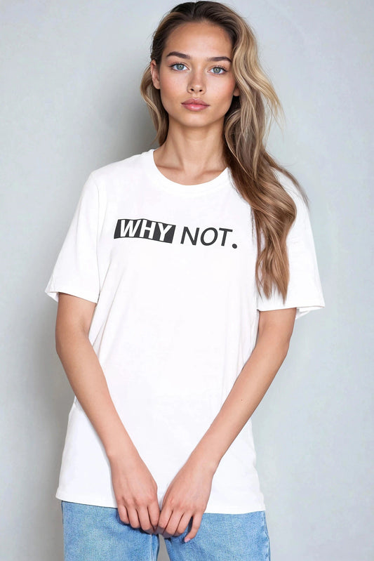 White Why Not Printed Cotton T-Shirt-0