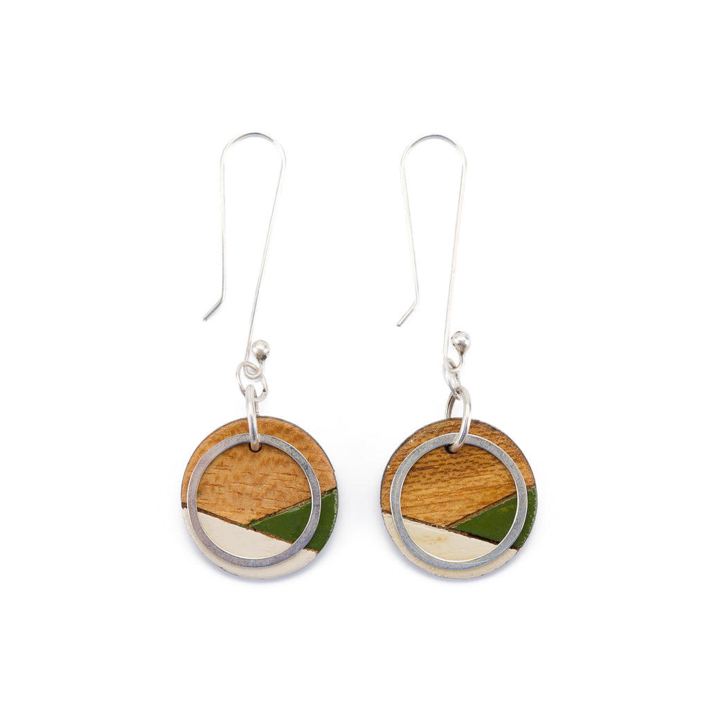 Conture Recycled Wood Silver Dangle Earrings (6 Colours)-7