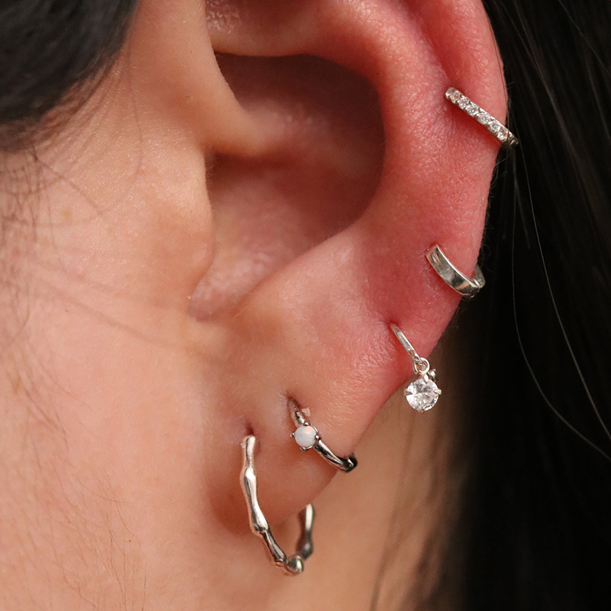 Simple Pave Huggie Earrings-4