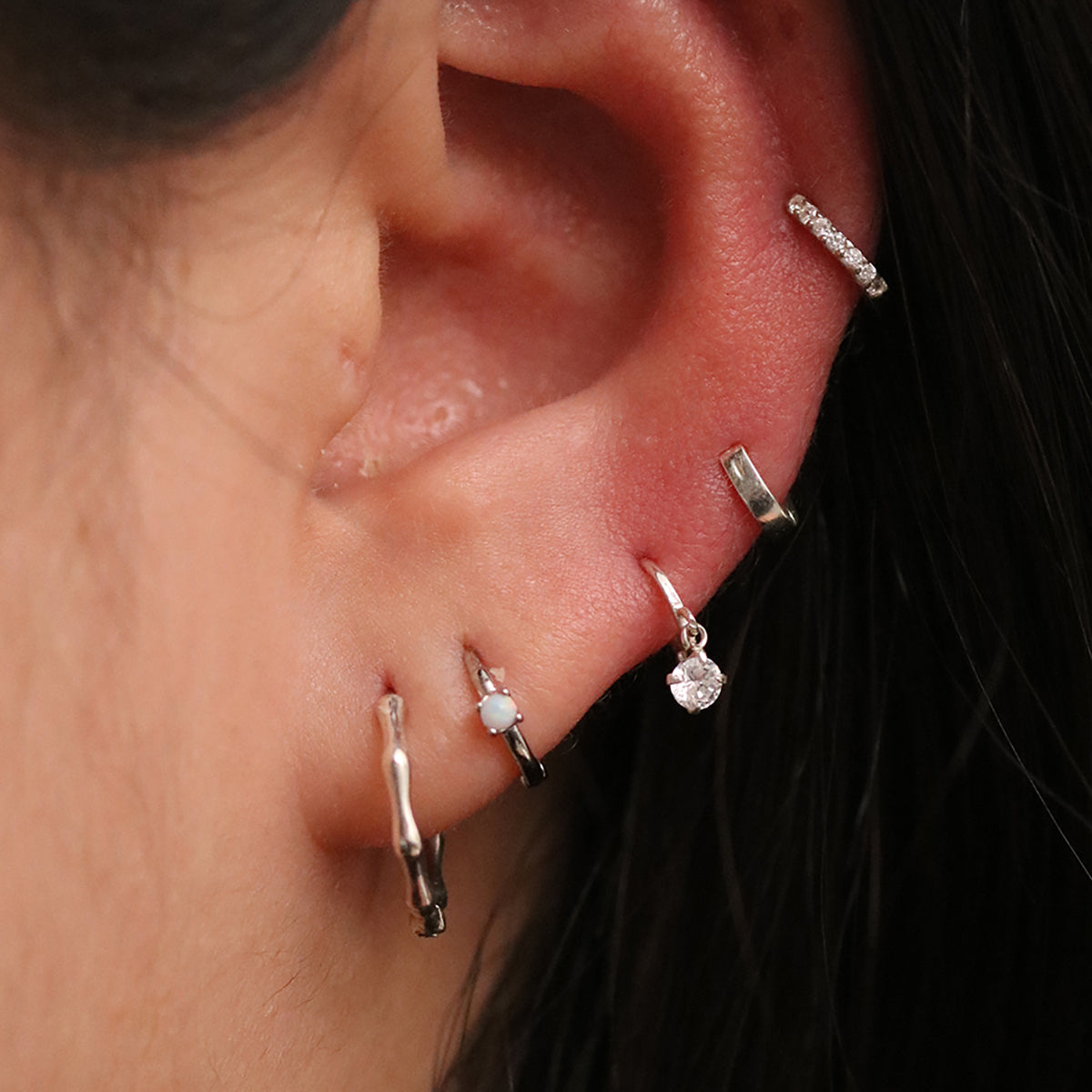 Simple Pave Huggie Earrings-3