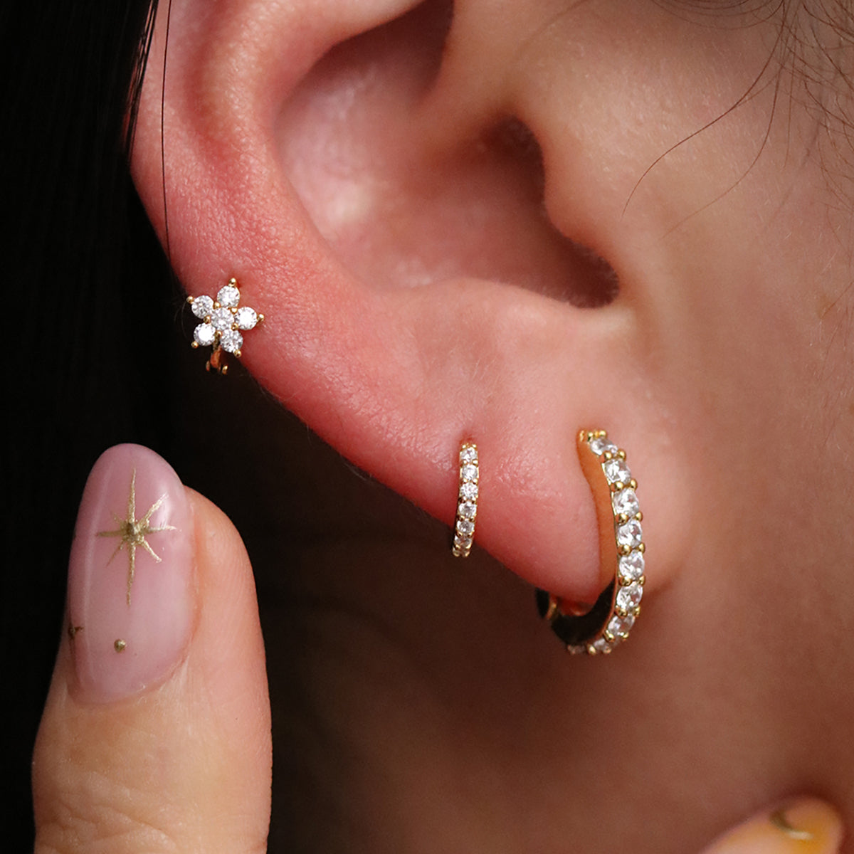 Simple Pave Huggie Earrings-1