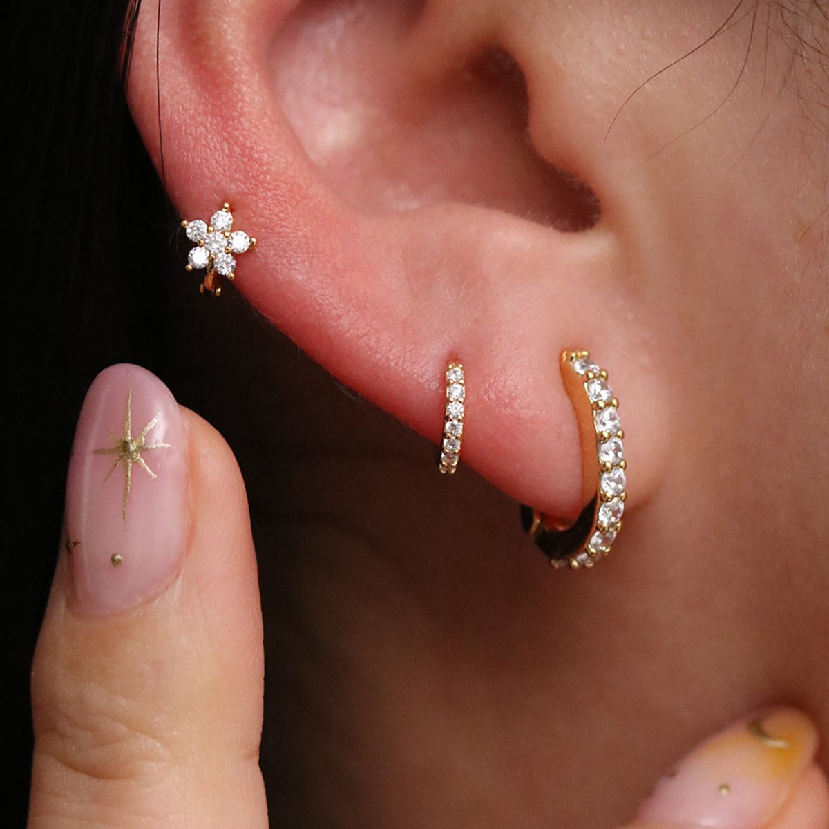 Simple Pave Huggie Earrings-2