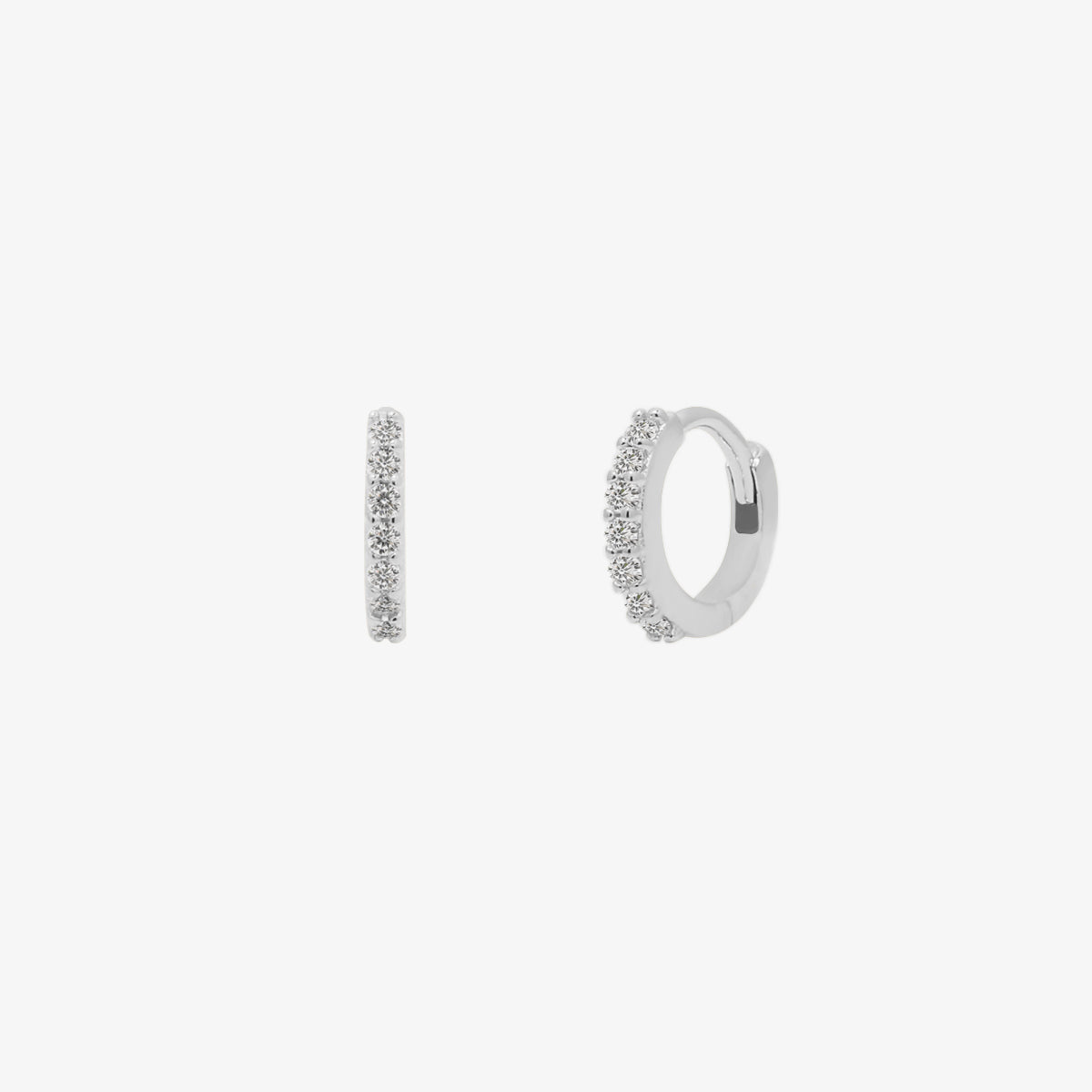 Simple Pave Huggie Earrings-5