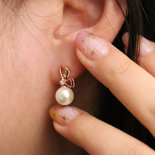 Butterfly Pearl Dangle Earrings-0
