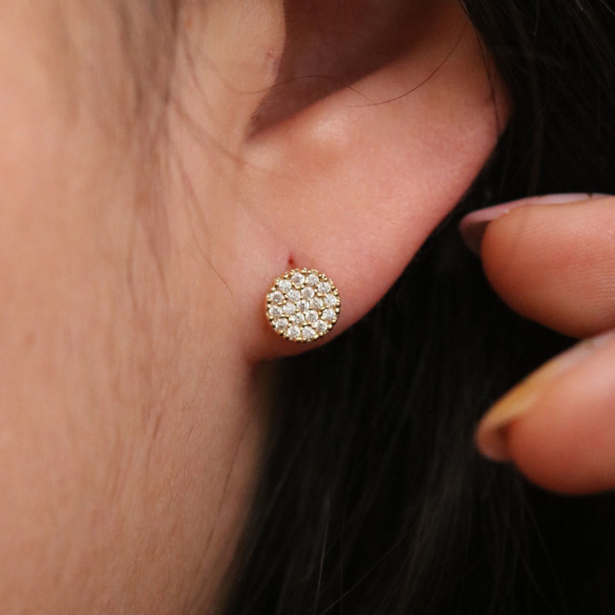 Cubic Circle Stud earrings-1