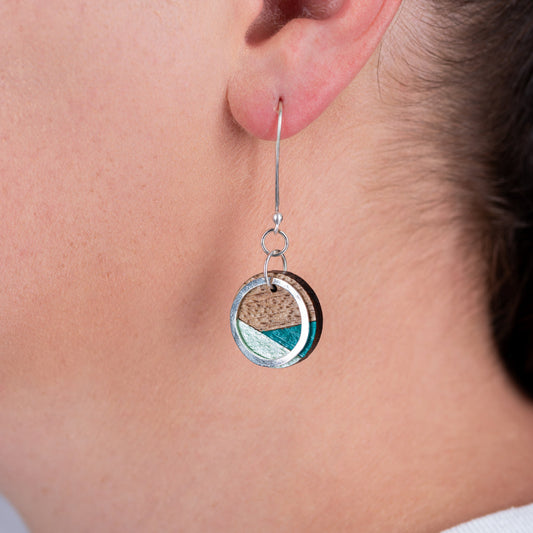 Conture Recycled Wood Silver Dangle Earrings (6 Colours)-0