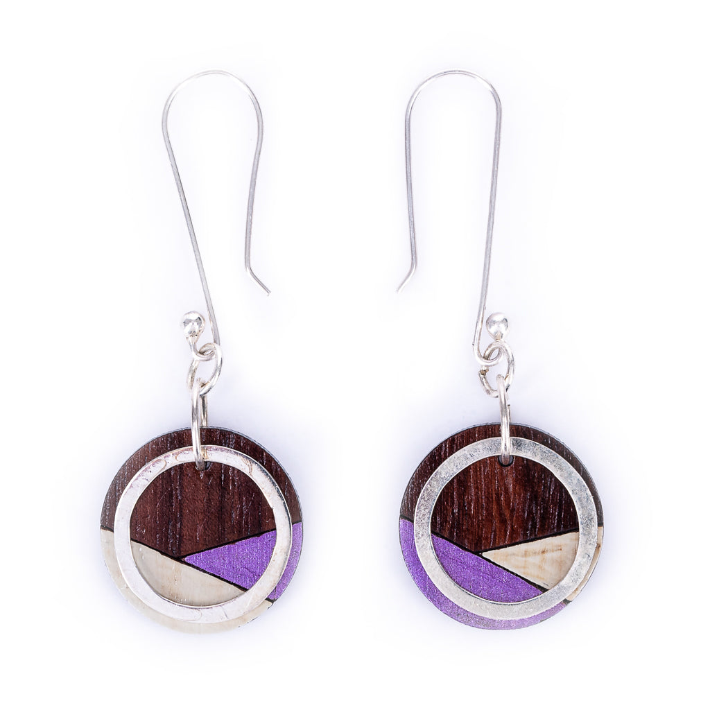Conture Recycled Wood Silver Dangle Earrings (6 Colours)-8