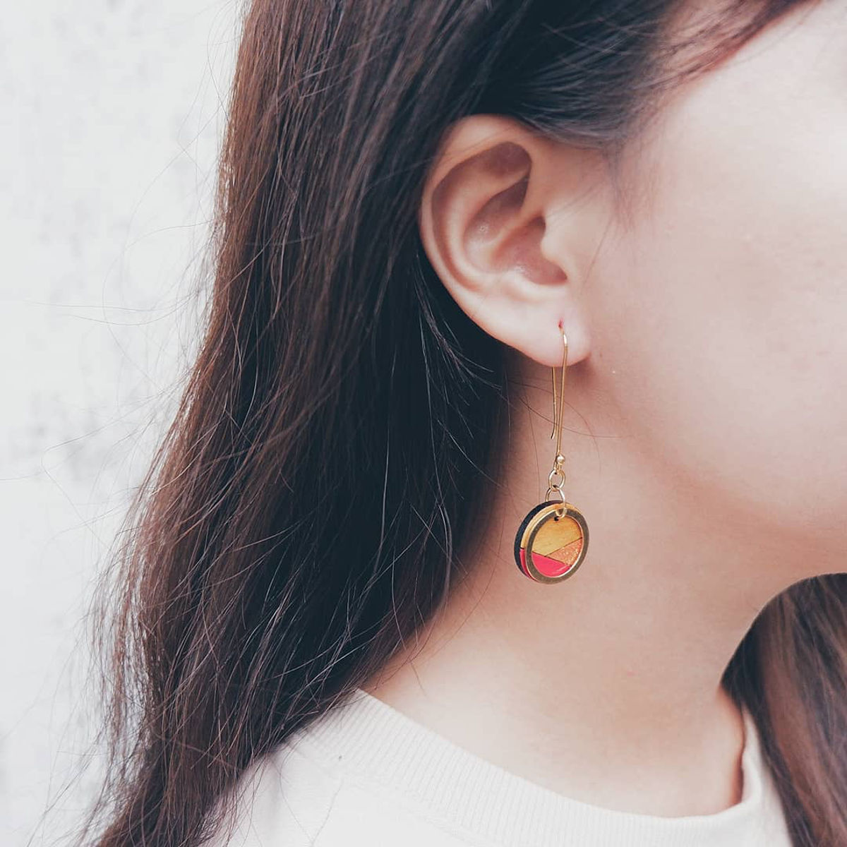 Conture Recycled Wood Silver Dangle Earrings (6 Colours)-4